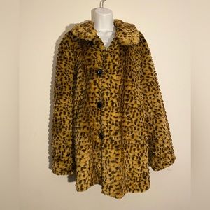 Fun faux fur animal print coat